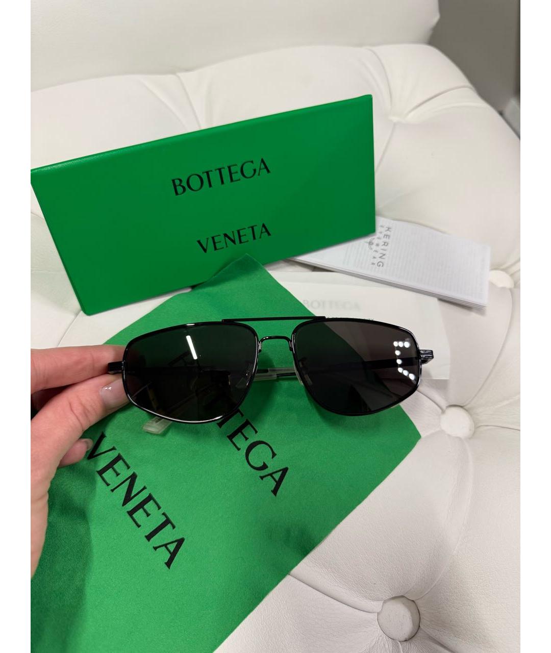 BOTTEGA VENETA Черные металлические солнцезащитные очки, фото 2