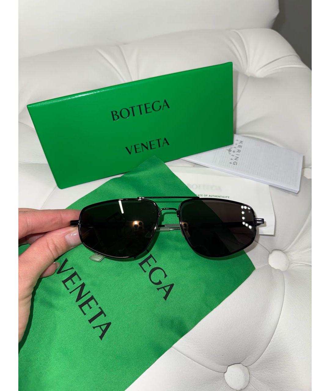 BOTTEGA VENETA Черные металлические солнцезащитные очки, фото 5