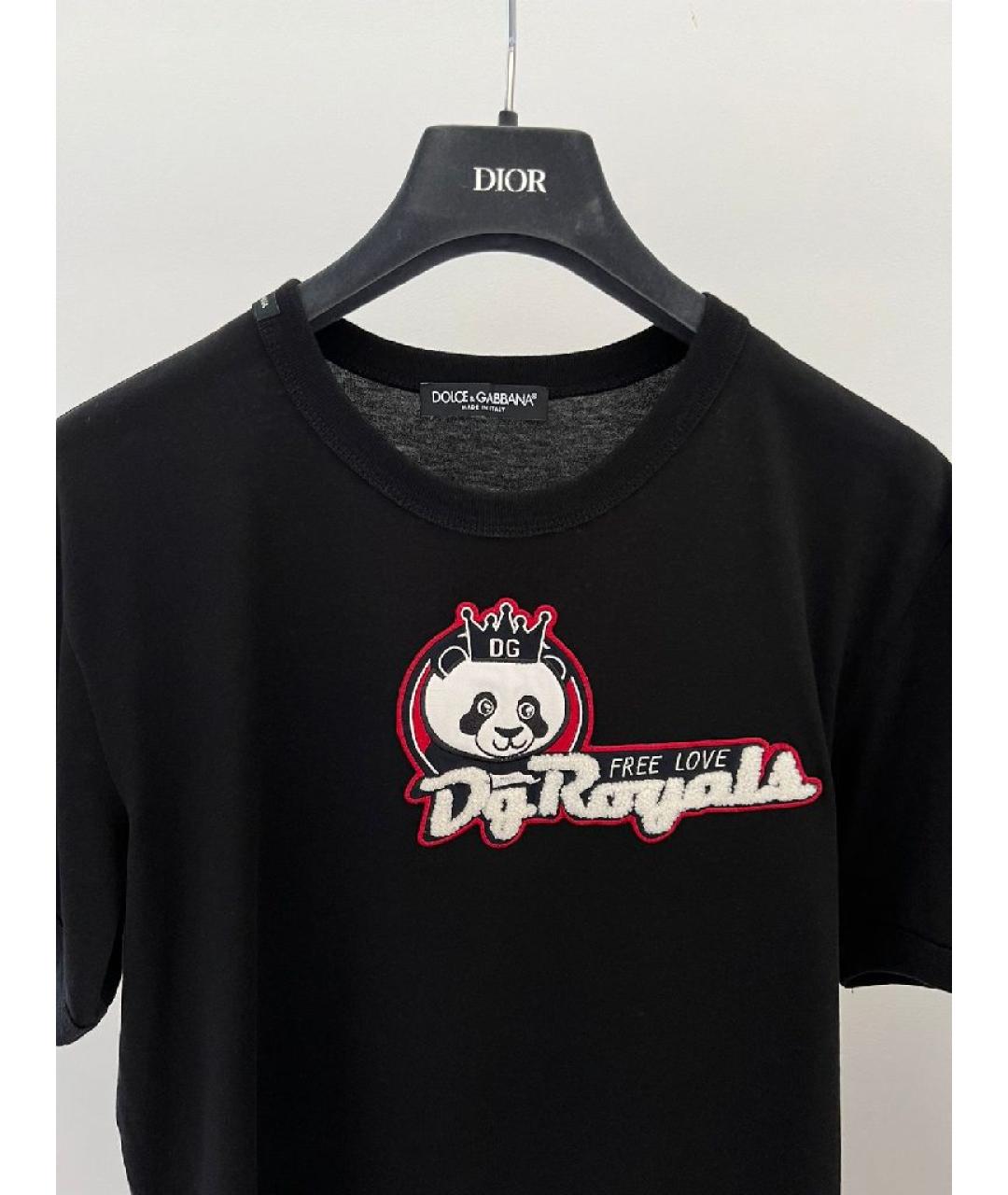 DOLCE&GABBANA Черная хлопковая футболка, фото 3