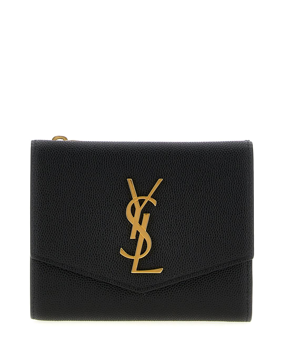 SAINT LAURENT Черный кожаный кошелек, фото 1