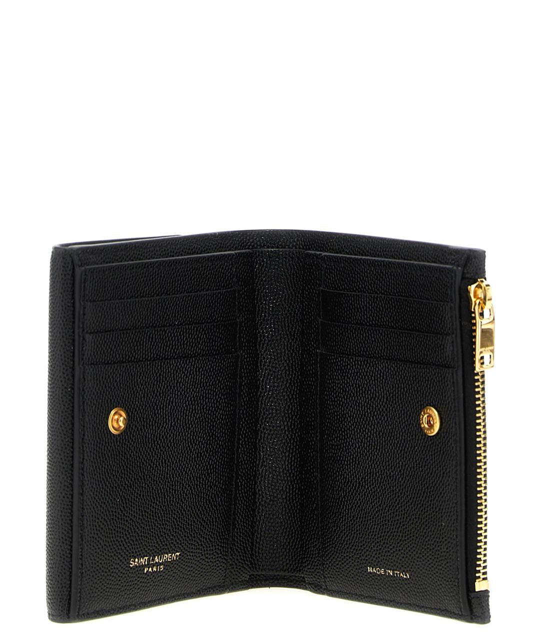 SAINT LAURENT Черный кожаный кошелек, фото 3