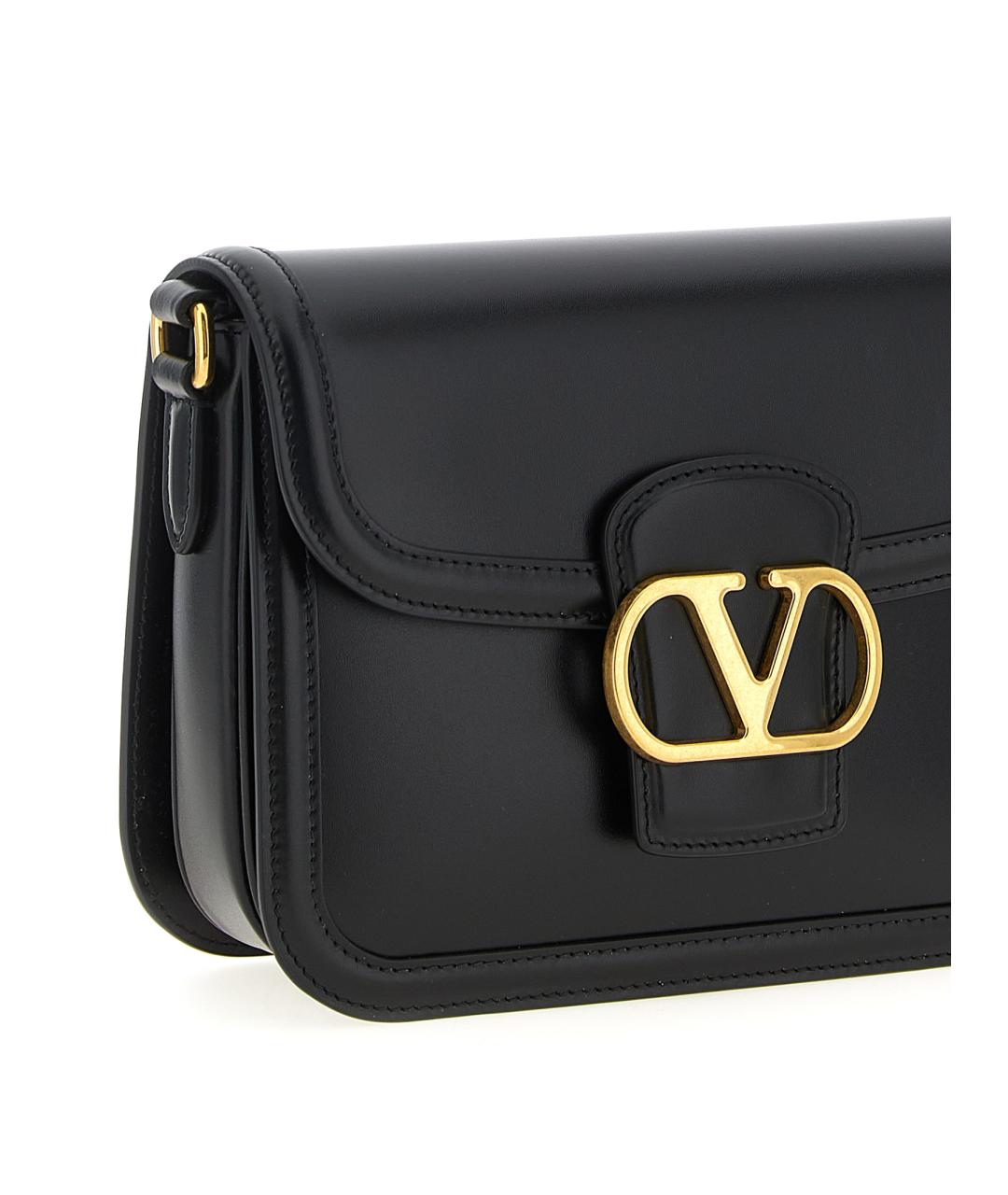 VALENTINO Черная кожаная сумка через плечо, фото 3