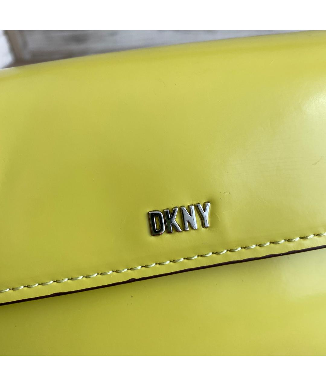 DKNY Желтая сумка с короткими ручками из искусственной кожи, фото 5