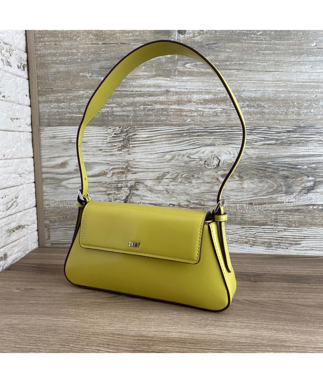 DKNY Желтая сумка с короткими ручками из искусственной кожи, фото 9