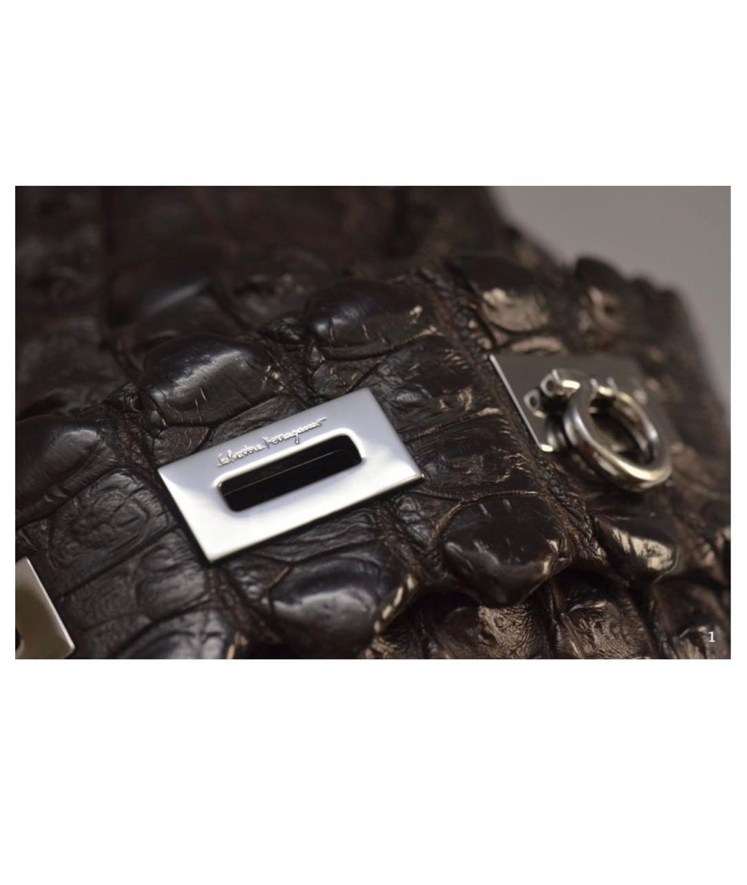 FERRAGAMO Коричневый ремень из экзотической кожи, фото 3
