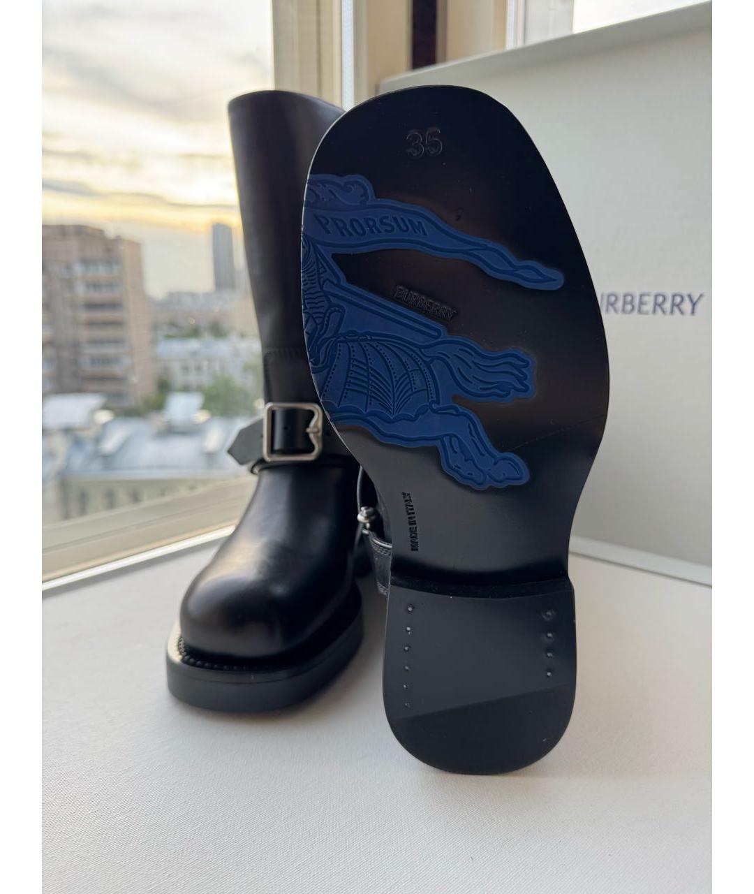 BURBERRY Черные кожаные сапоги, фото 3