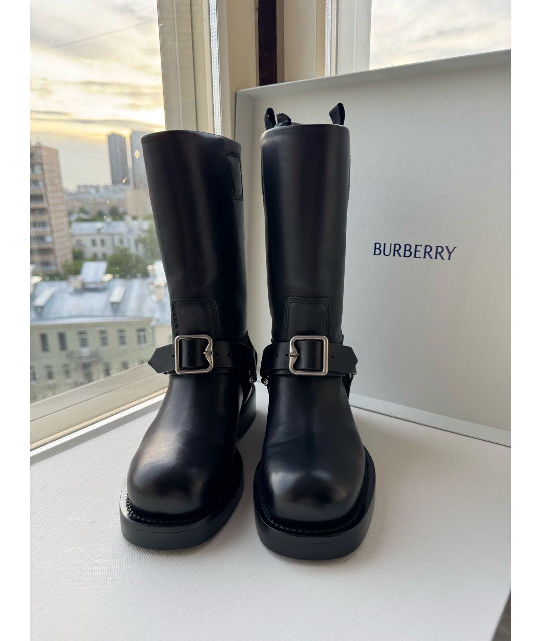 BURBERRY Черные кожаные сапоги, фото 2