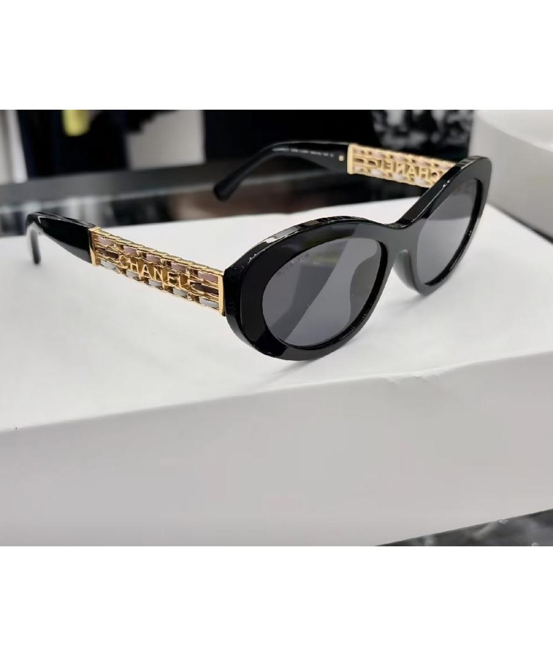 CHANEL Черные пластиковые солнцезащитные очки, фото 5