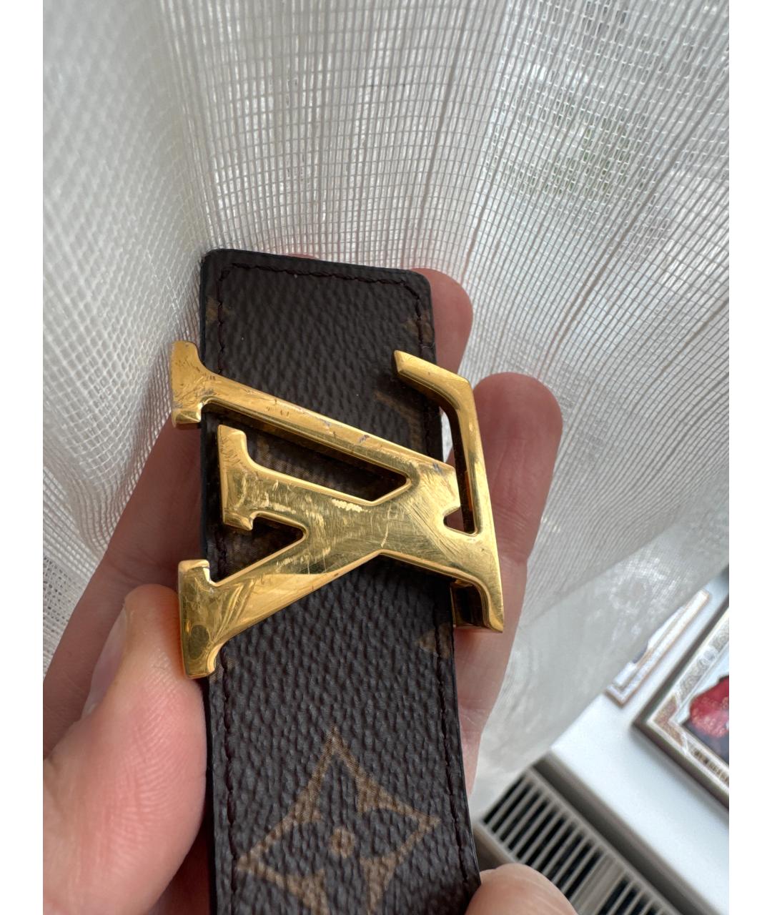 LOUIS VUITTON Коричневый кожаный ремень, фото 8