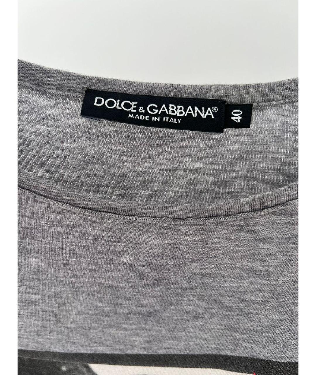 DOLCE&GABBANA Серая хлопковая футболка, фото 9