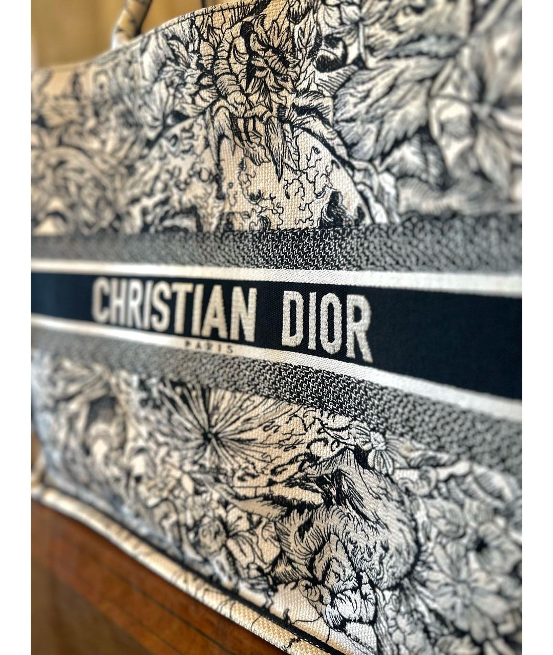 CHRISTIAN DIOR Серая тканевая сумка тоут, фото 5