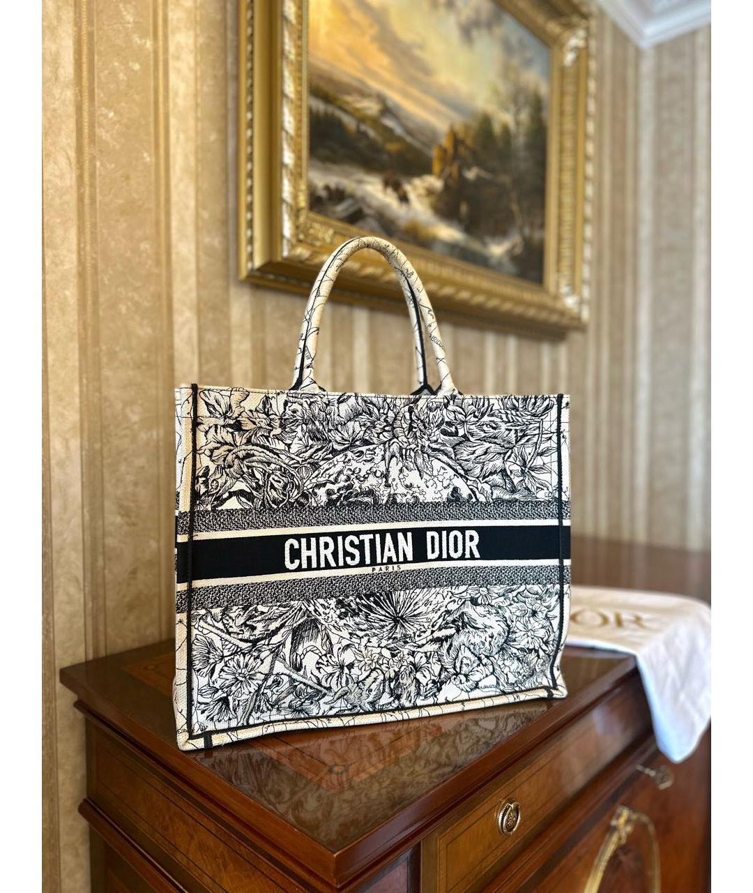 CHRISTIAN DIOR Серая тканевая сумка тоут, фото 2