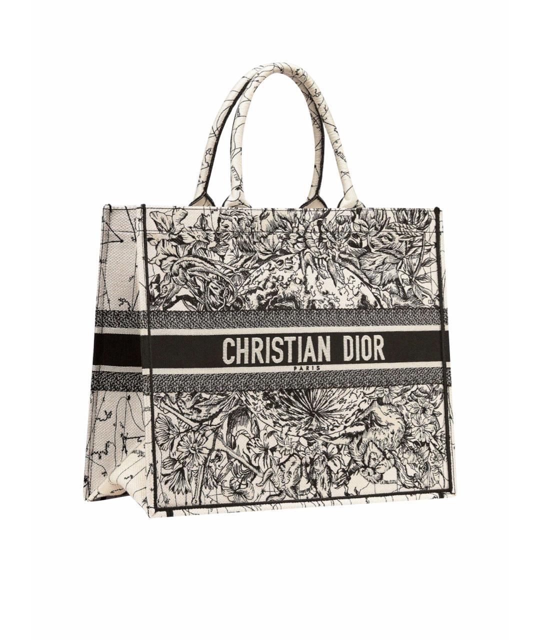 CHRISTIAN DIOR Серая тканевая сумка тоут, фото 1