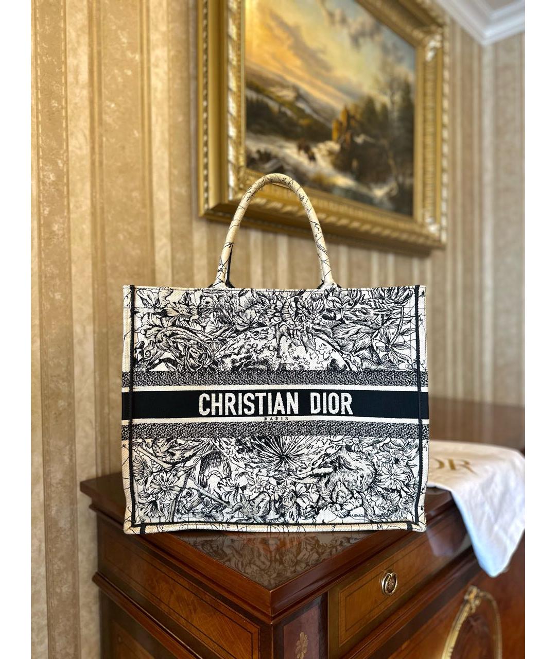CHRISTIAN DIOR Серая тканевая сумка тоут, фото 3