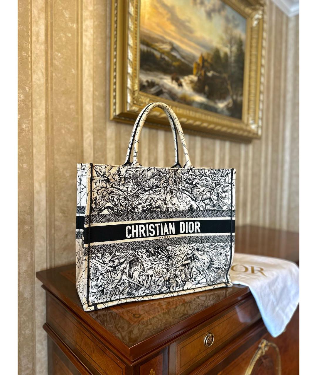 CHRISTIAN DIOR Серая тканевая сумка тоут, фото 8