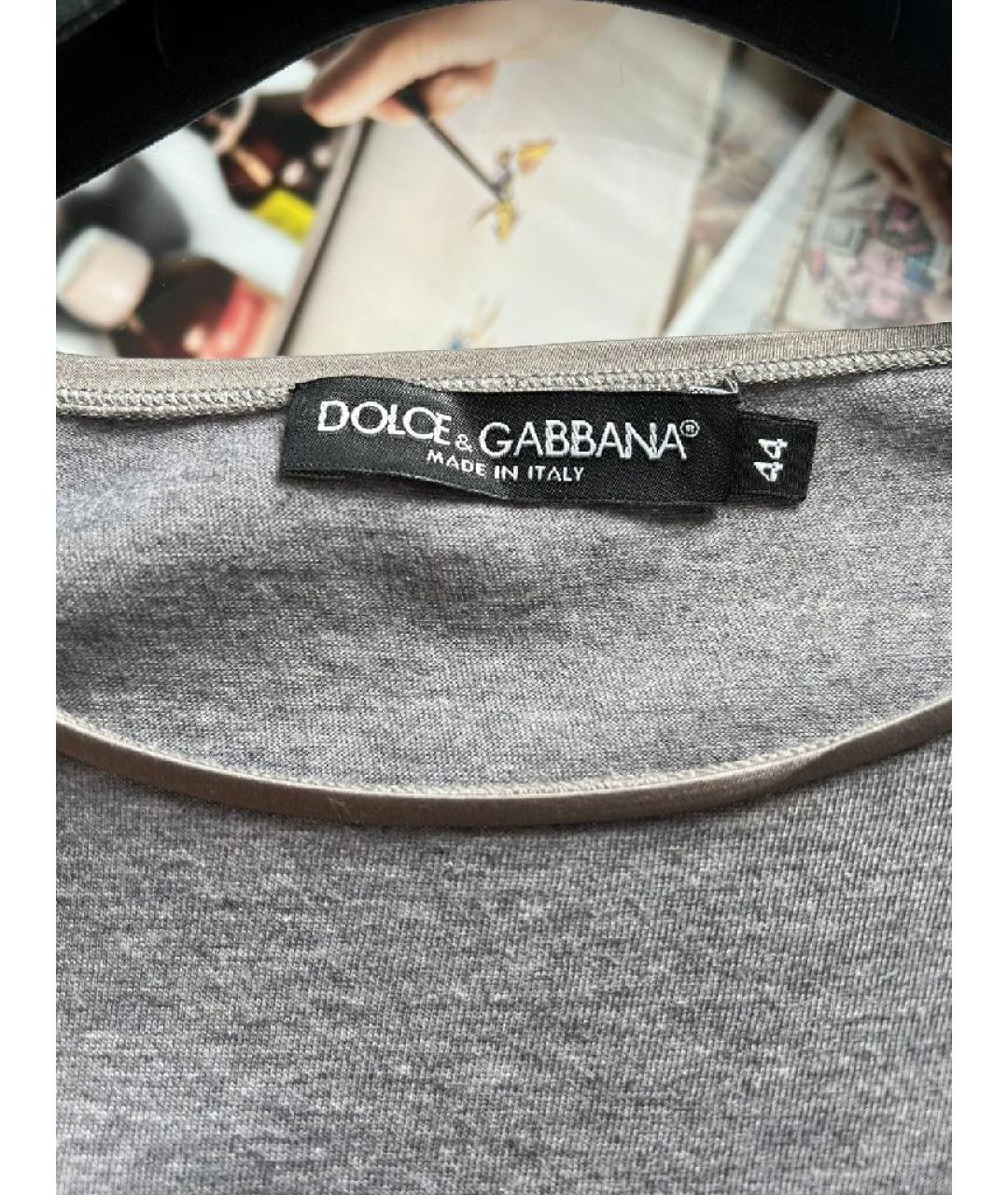 DOLCE&GABBANA Серая хлопковая футболка, фото 3