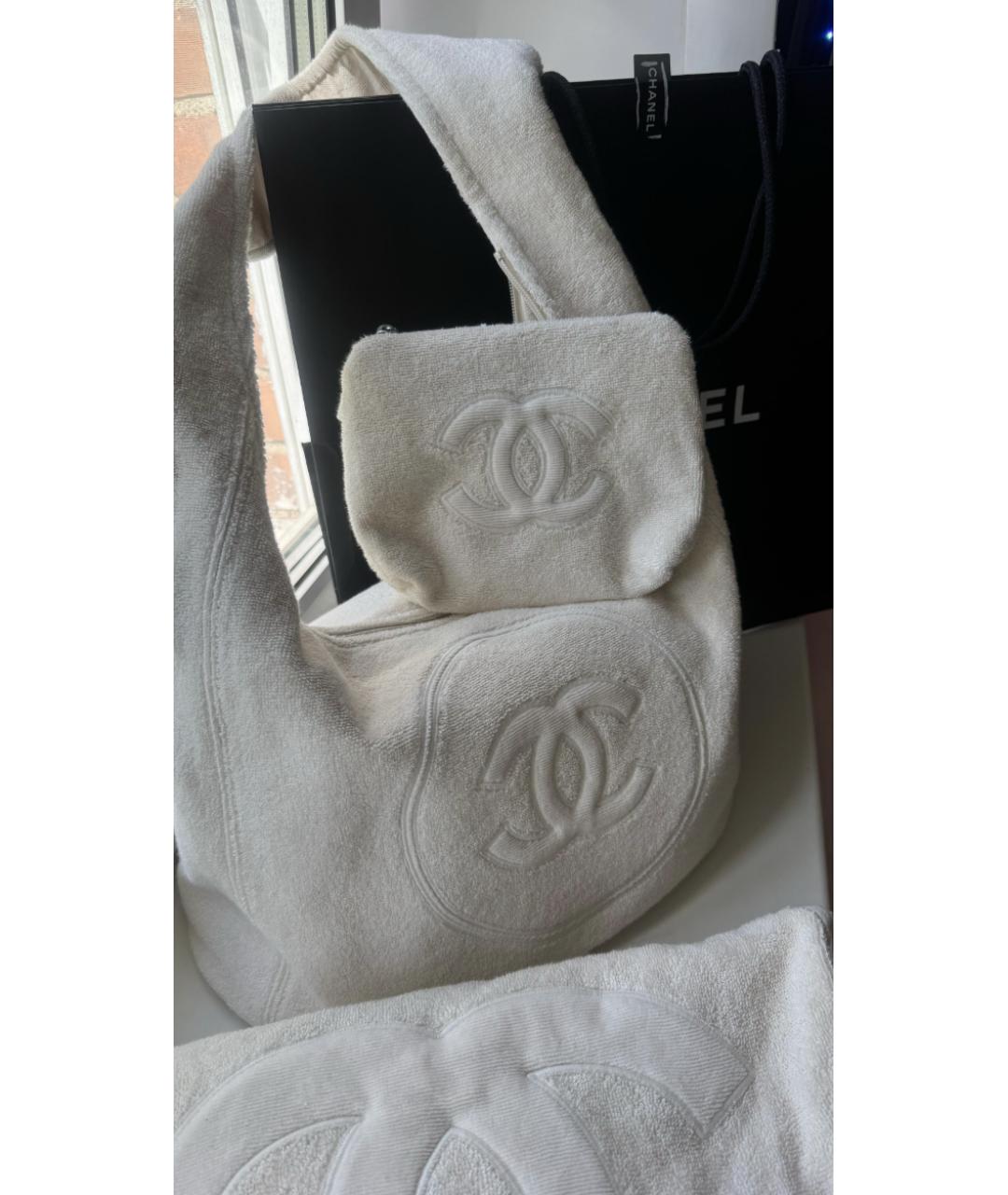 CHANEL Белая хлопковая пляжная сумка, фото 2
