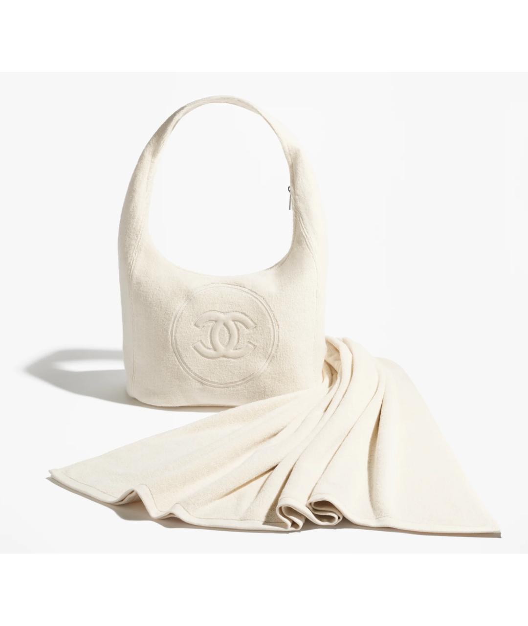 CHANEL Белая хлопковая пляжная сумка, фото 6