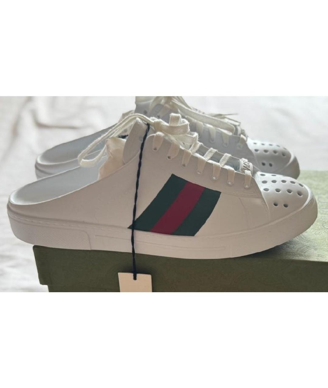 GUCCI Белые резиновые шлепанцы, фото 9