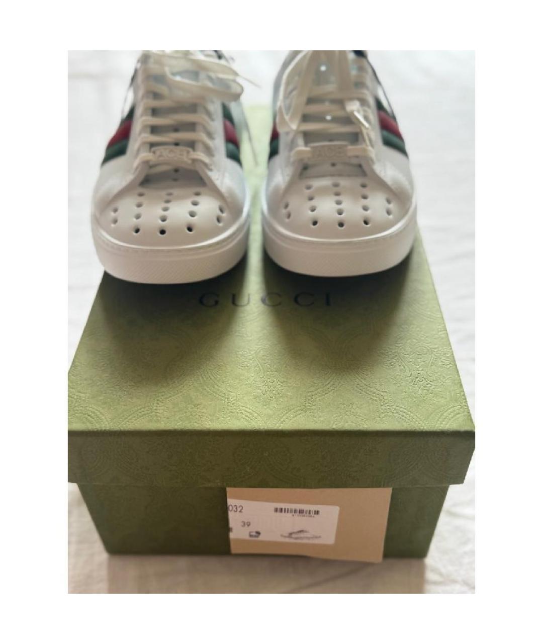 GUCCI Белые резиновые шлепанцы, фото 6