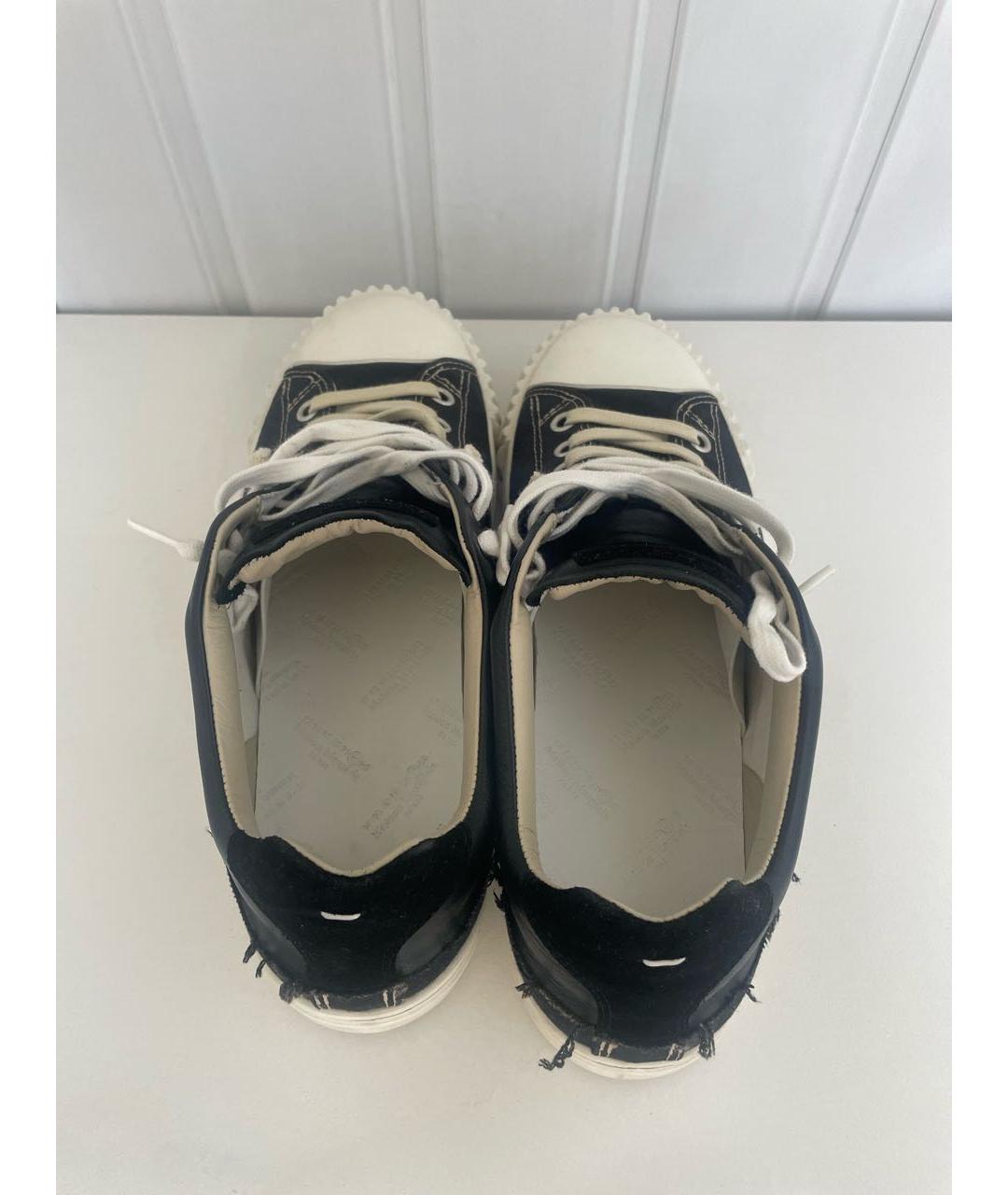 MAISON MARGIELA Черные кожаные низкие кроссовки / кеды, фото 3