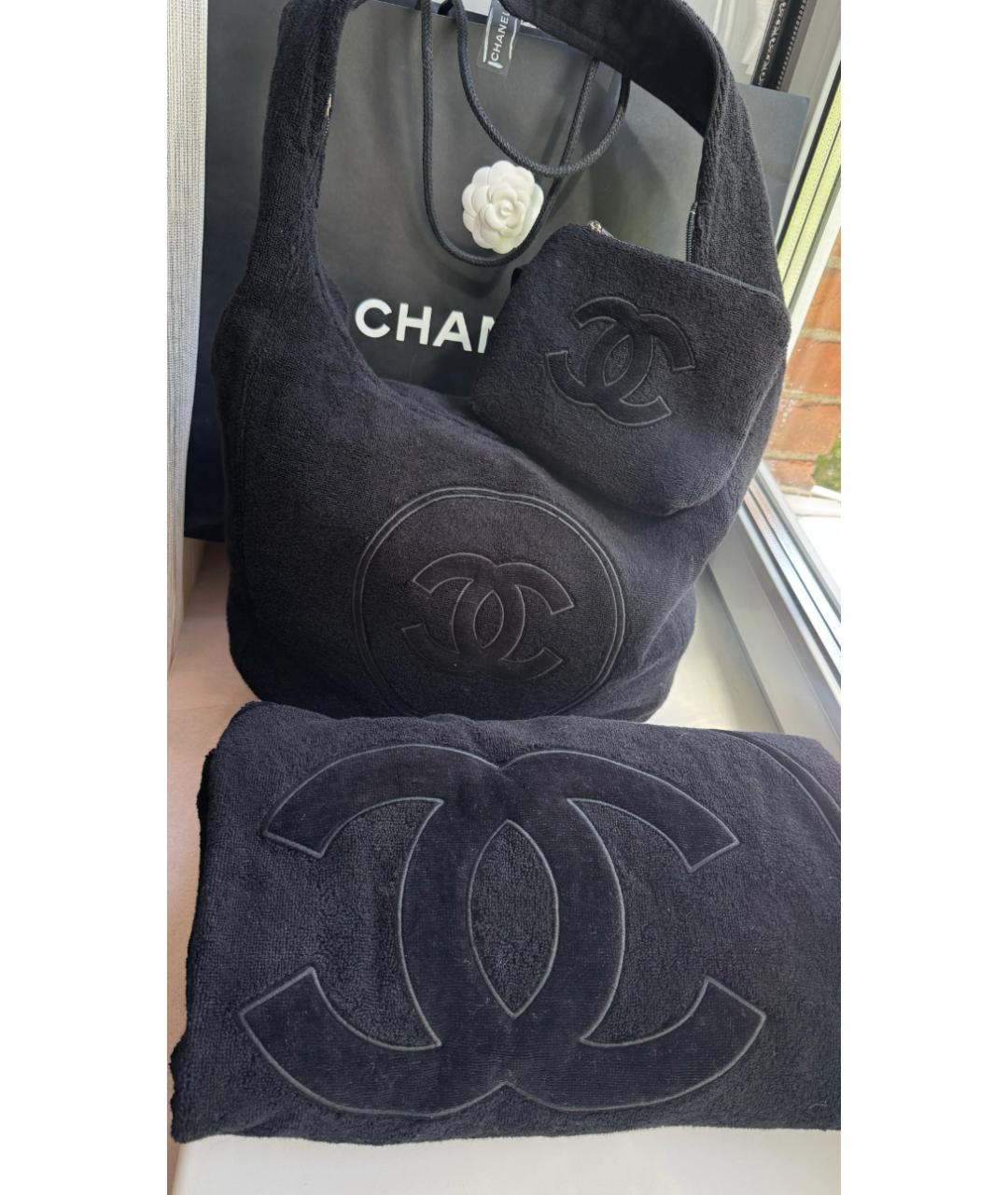 CHANEL Черная хлопковая пляжная сумка, фото 2