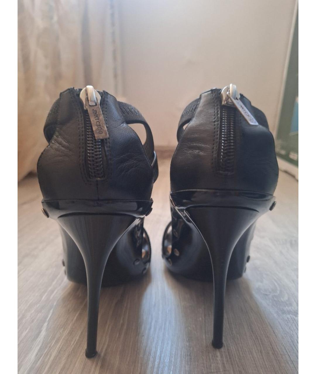 JIMMY CHOO Черные кожаные босоножки, фото 4