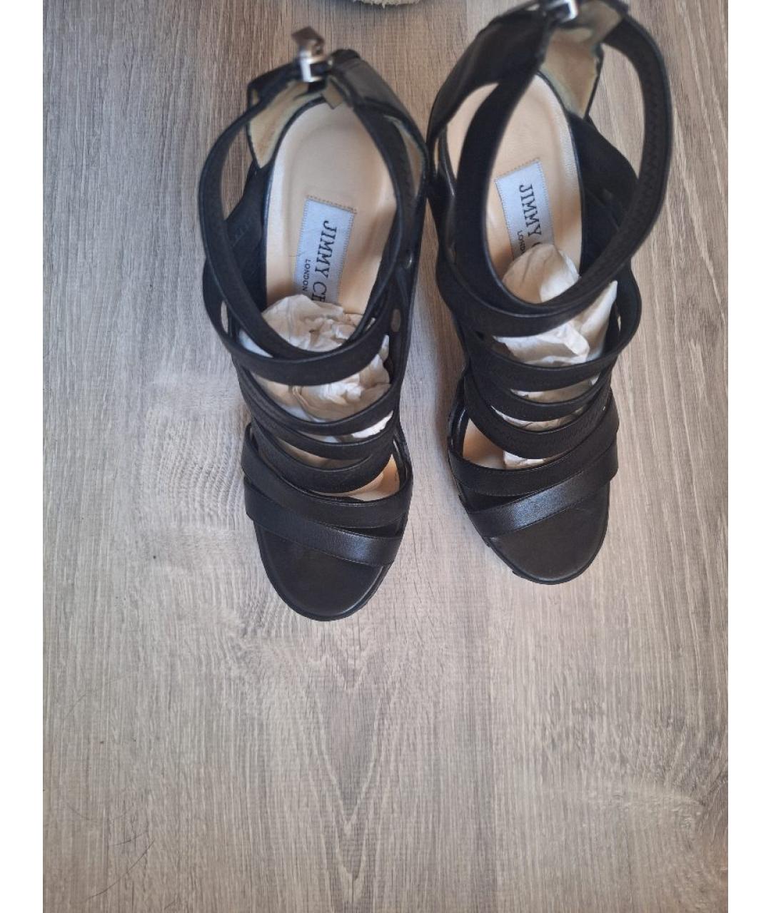 JIMMY CHOO Черные кожаные босоножки, фото 3