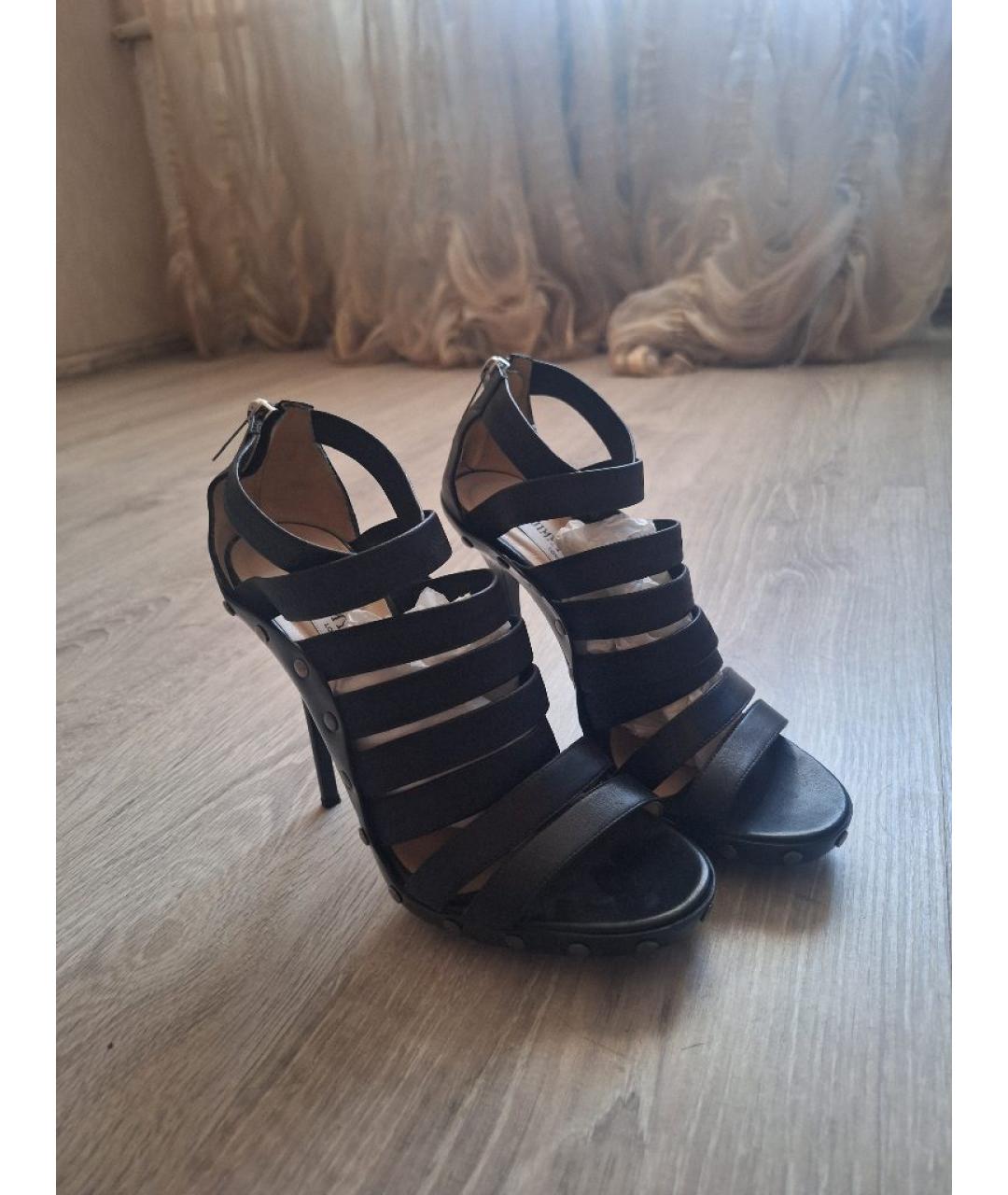 JIMMY CHOO Черные кожаные босоножки, фото 2
