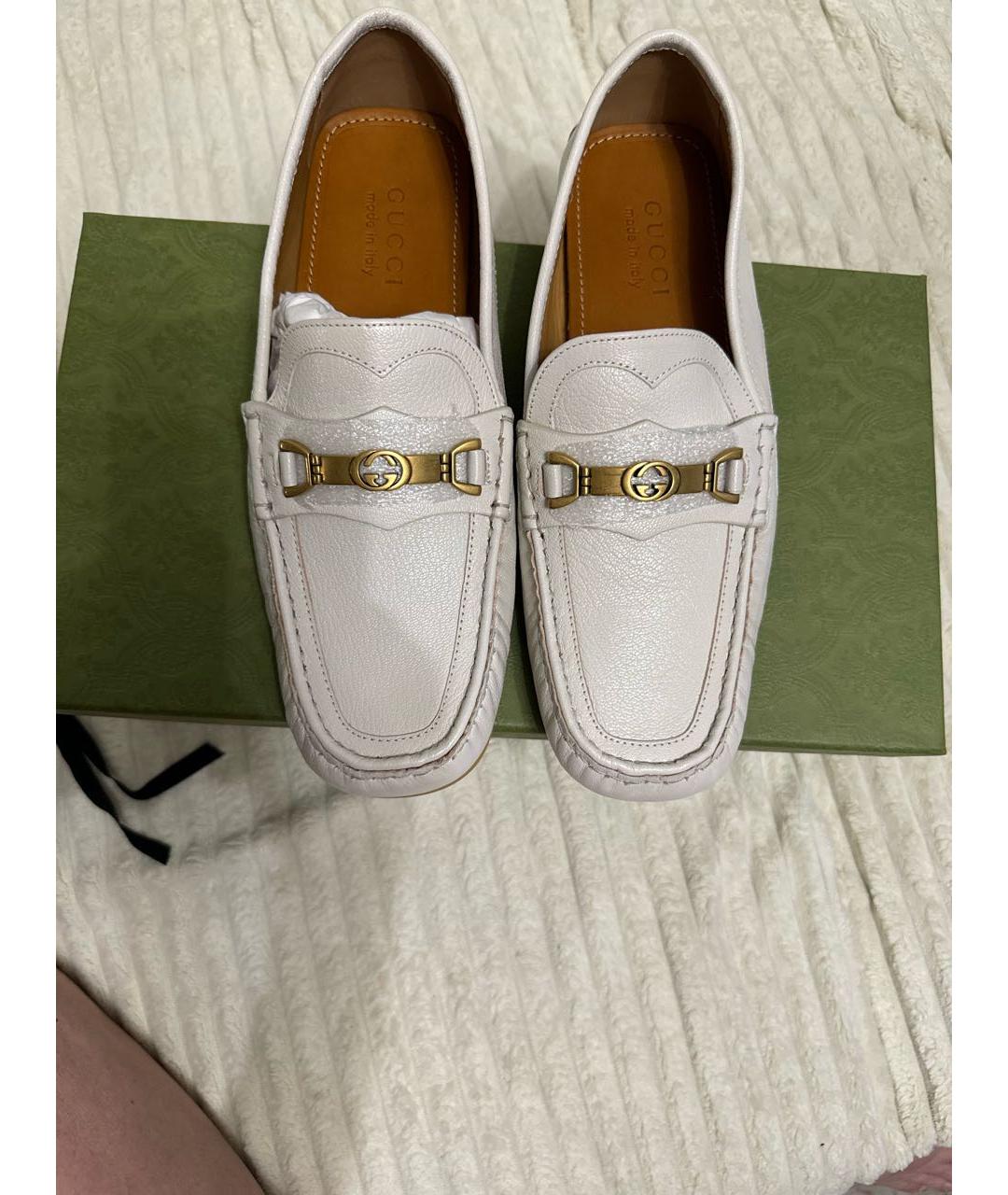 GUCCI Бежевые кожаные мокасины, фото 3