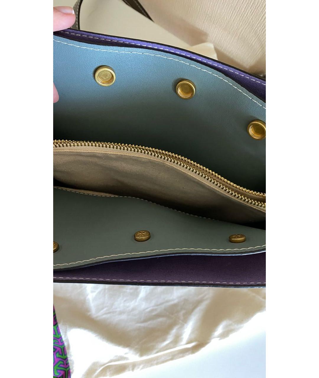 TORY BURCH Коричневая кожаная сумка с короткими ручками, фото 4