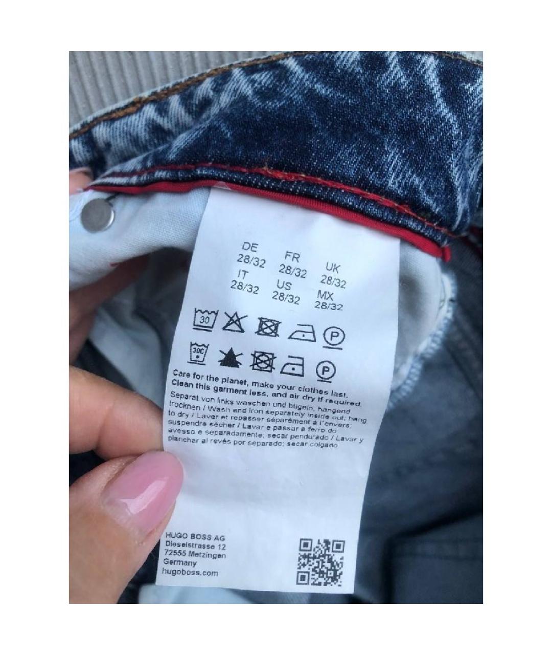 HUGO BOSS Синие хлопковые прямые джинсы, фото 4