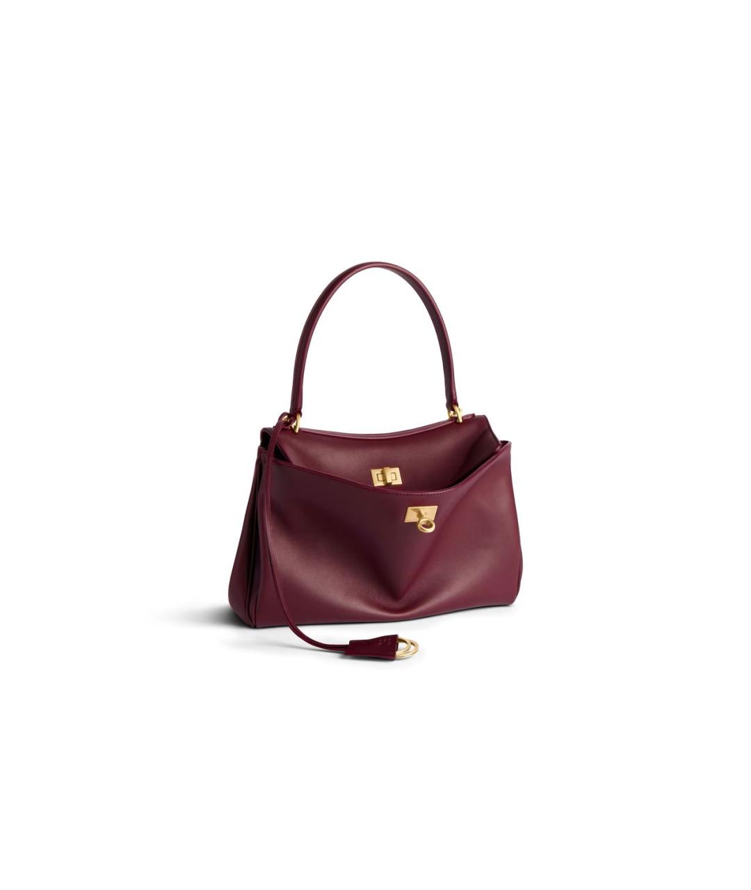 BALENCIAGA Бордовая кожаная сумка с короткими ручками, фото 2