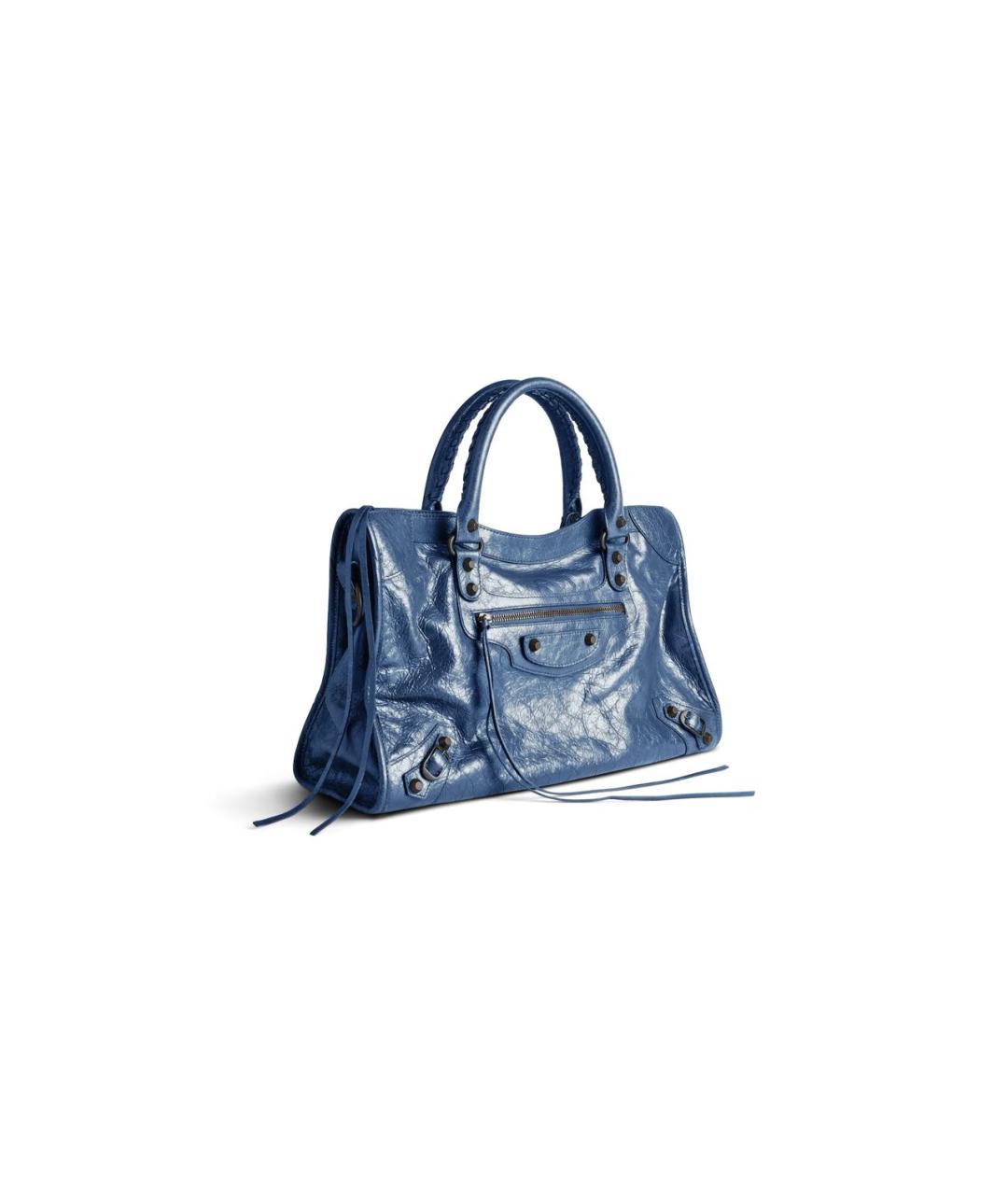BALENCIAGA Синяя кожаная сумка с короткими ручками, фото 2