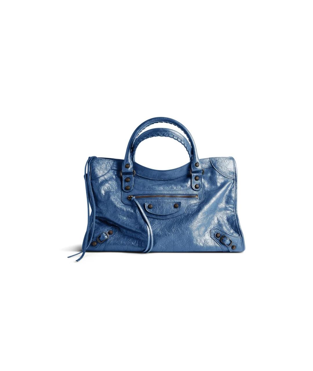 BALENCIAGA Синяя кожаная сумка с короткими ручками, фото 1