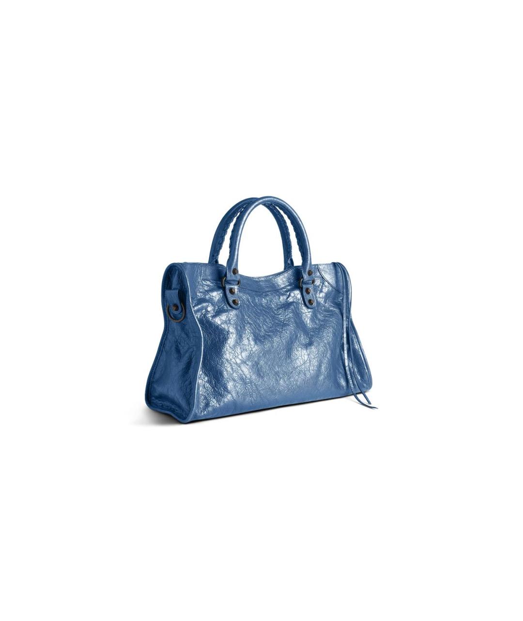 BALENCIAGA Синяя кожаная сумка с короткими ручками, фото 3
