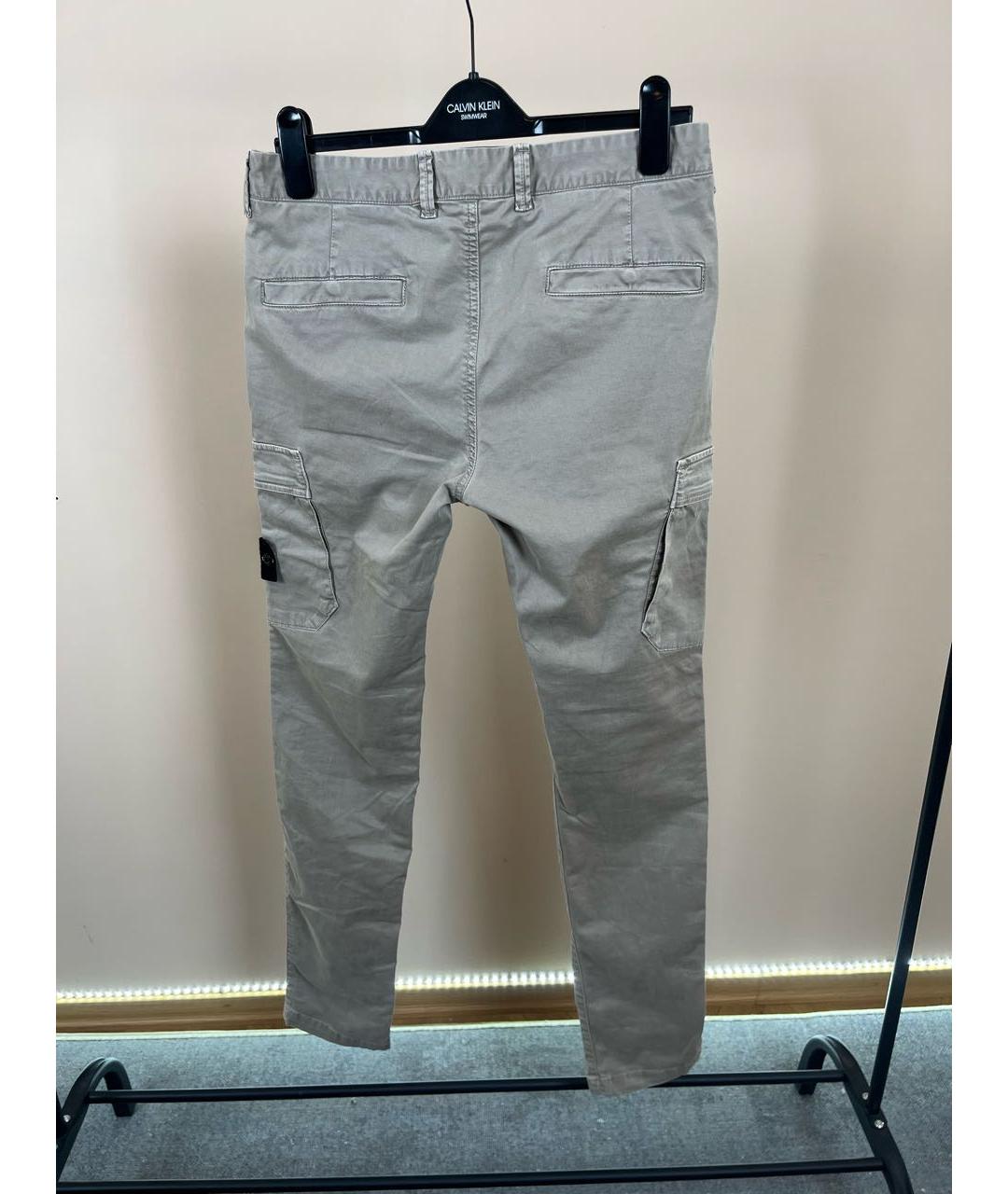 STONE ISLAND Бежевые хлопко-эластановые повседневные брюки, фото 2