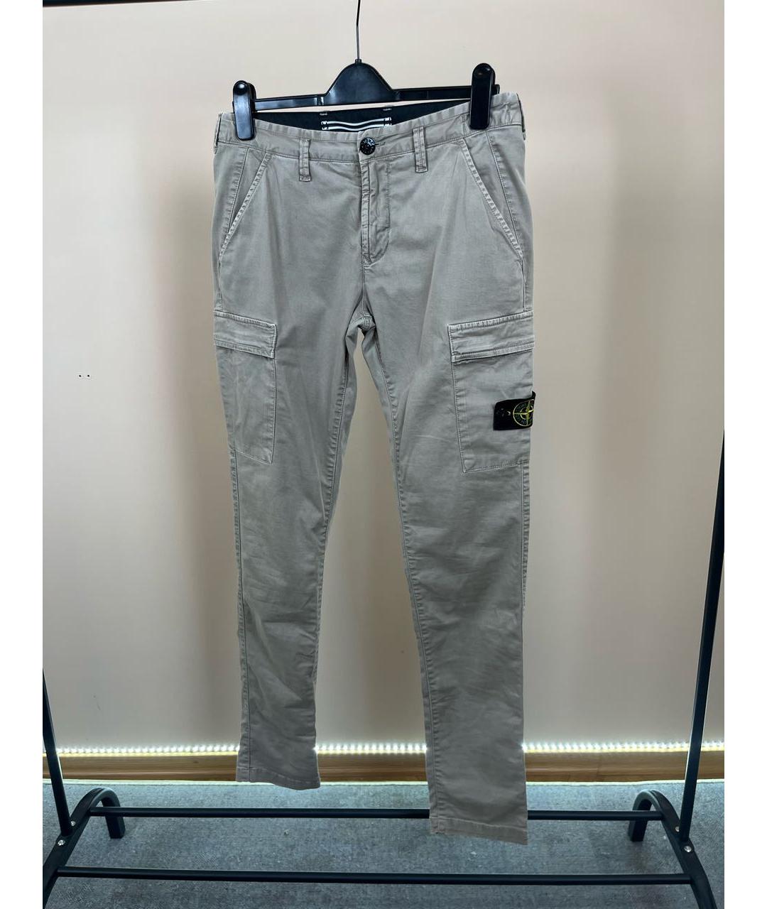 STONE ISLAND Бежевые хлопко-эластановые повседневные брюки, фото 5