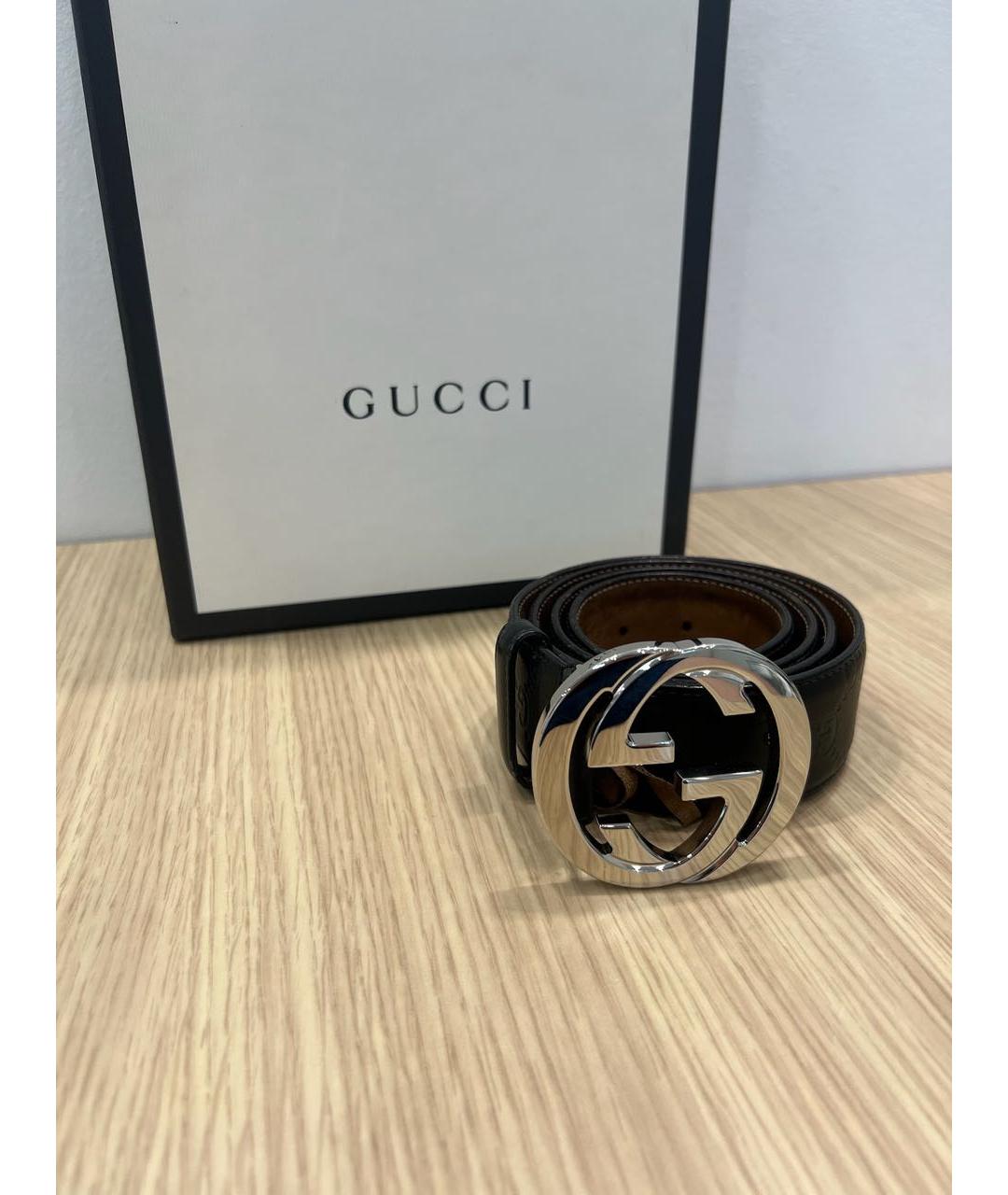 GUCCI Черный кожаный ремень, фото 6
