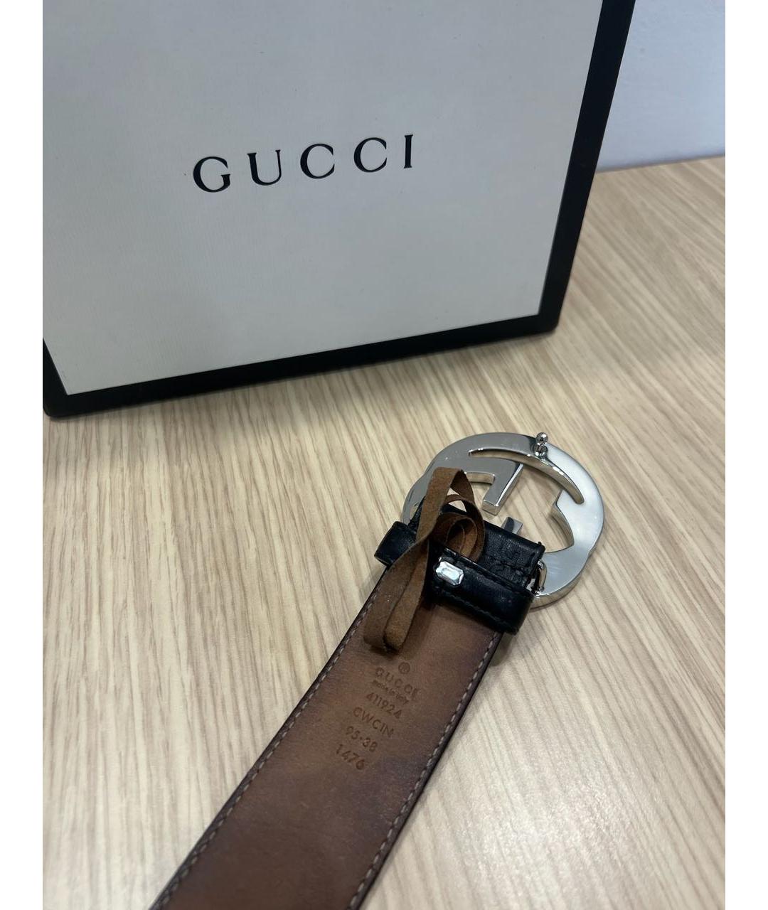 GUCCI Черный кожаный ремень, фото 3