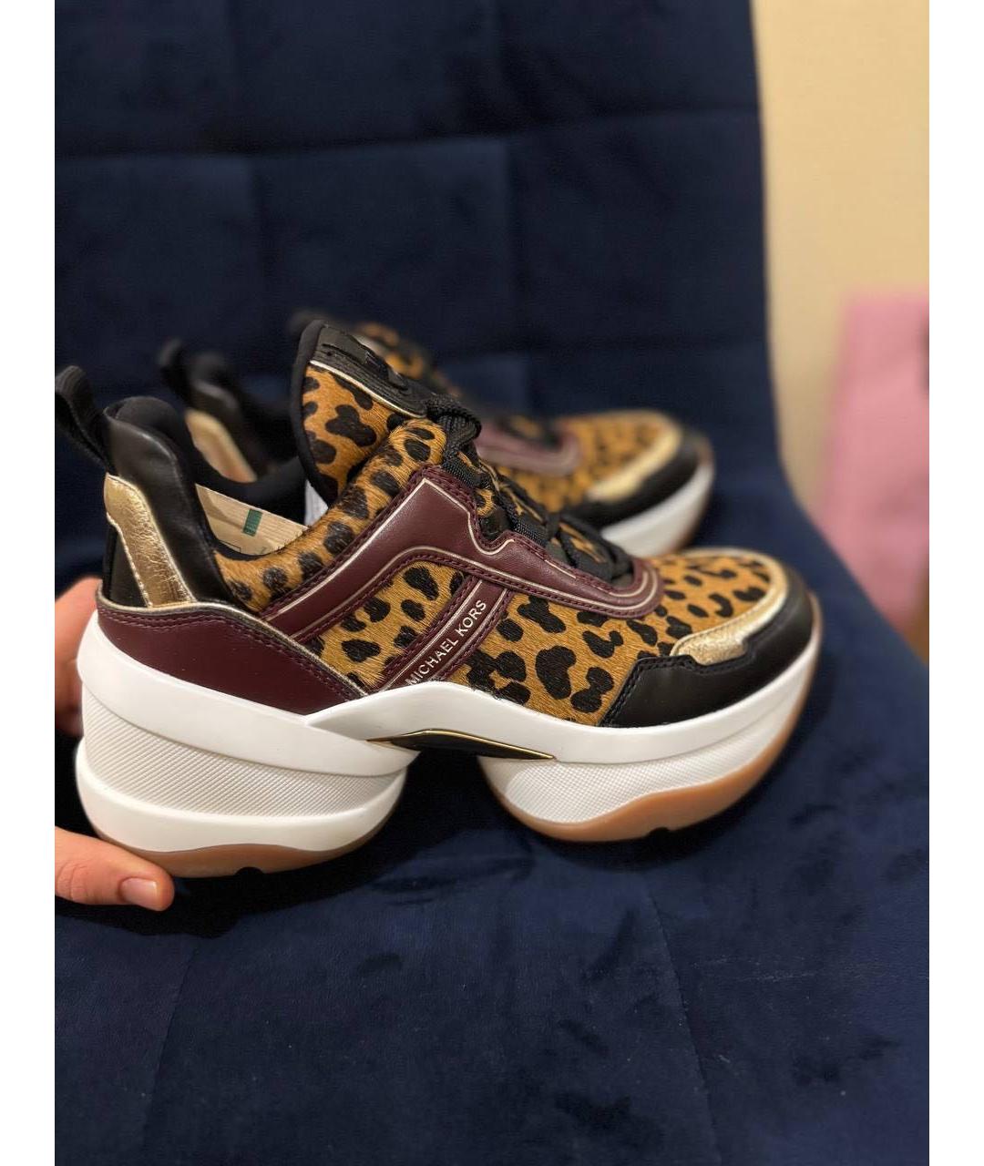 MICHAEL KORS Коричневые кожаные кроссовки, фото 3