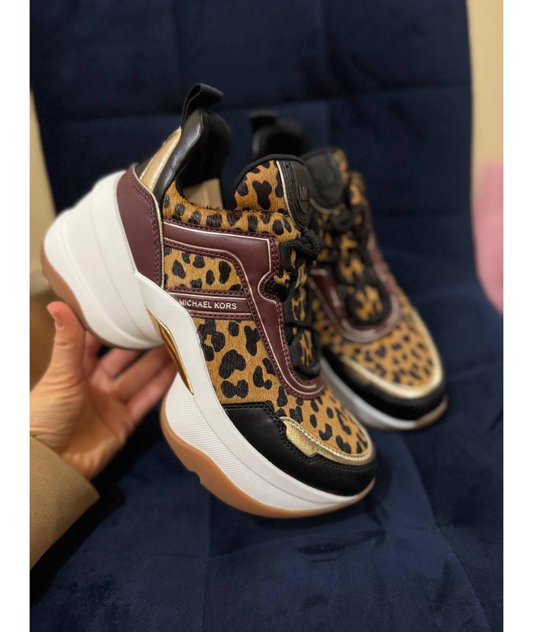 MICHAEL KORS Коричневые кожаные кроссовки, фото 2