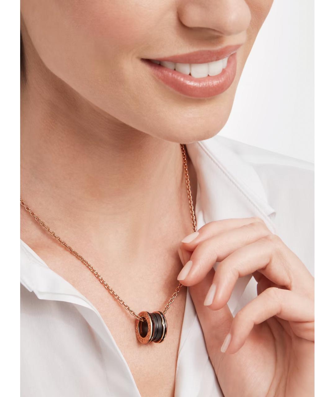BVLGARI Черная подвеска из розового золота, фото 2