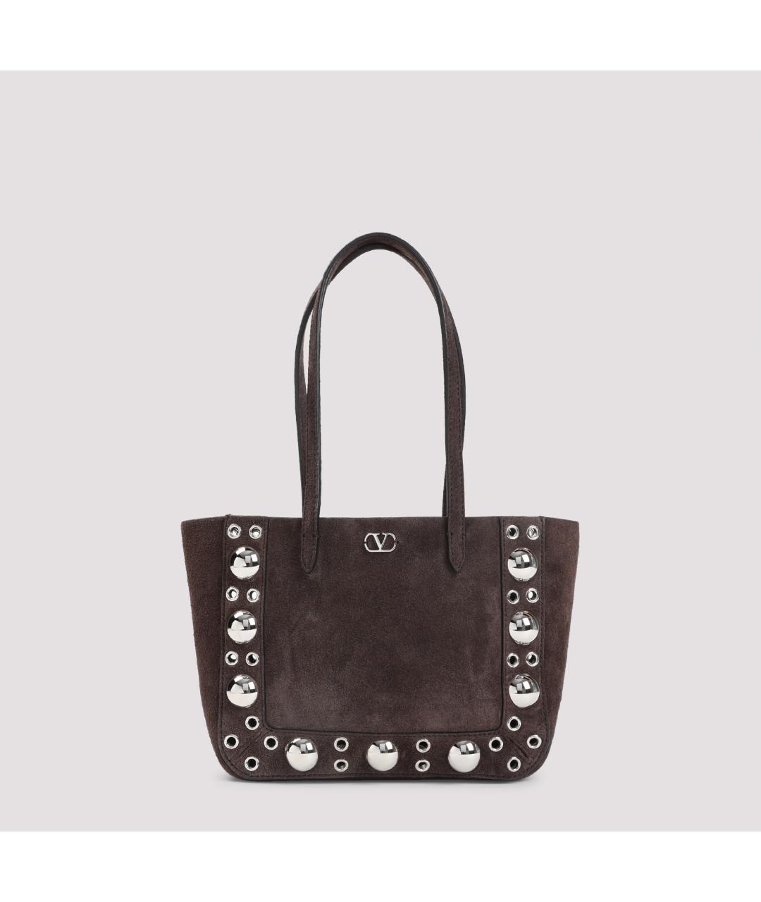 VALENTINO Коричневая кожаная сумка тоут, фото 2