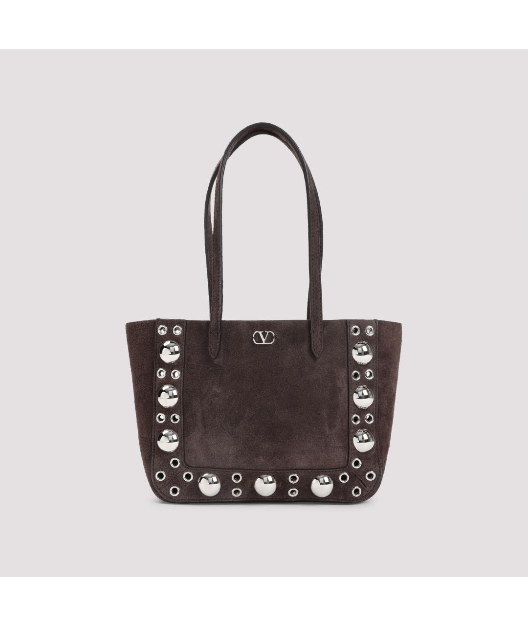 VALENTINO Коричневая кожаная сумка тоут, фото 3