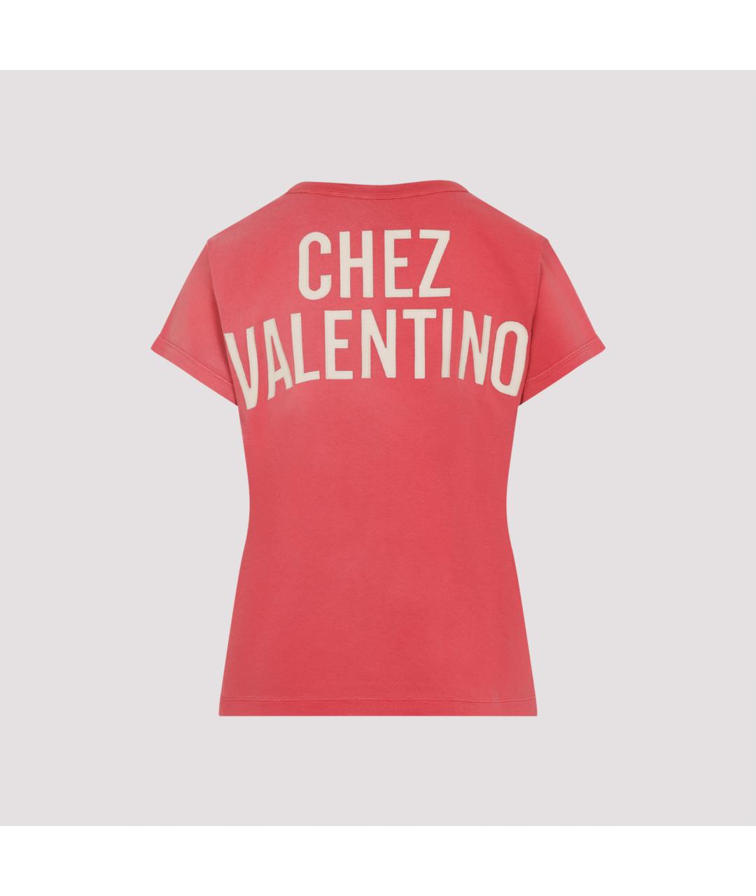 VALENTINO Красная хлопковая футболка, фото 4