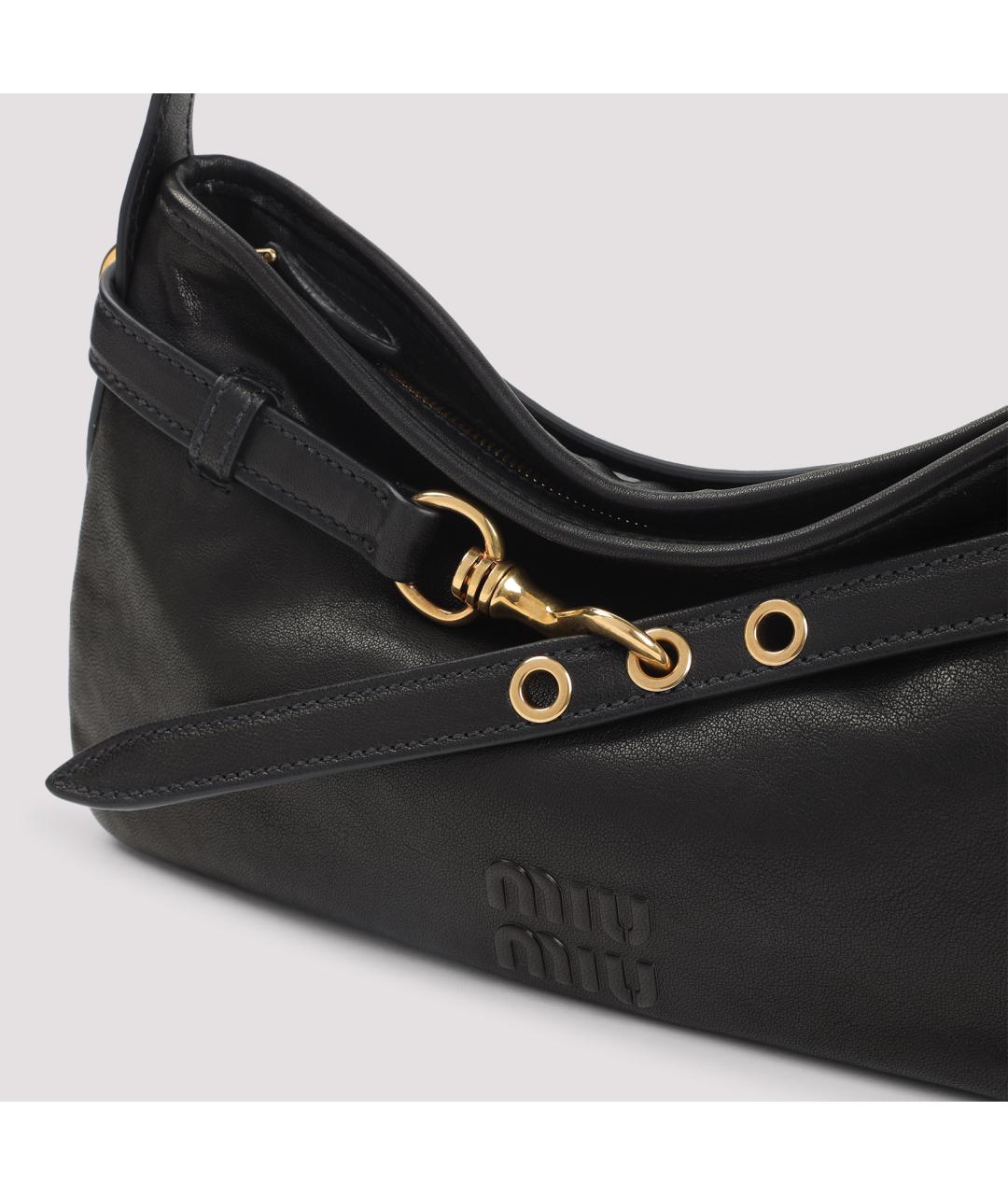 MIU MIU Черная кожаная сумка через плечо, фото 3