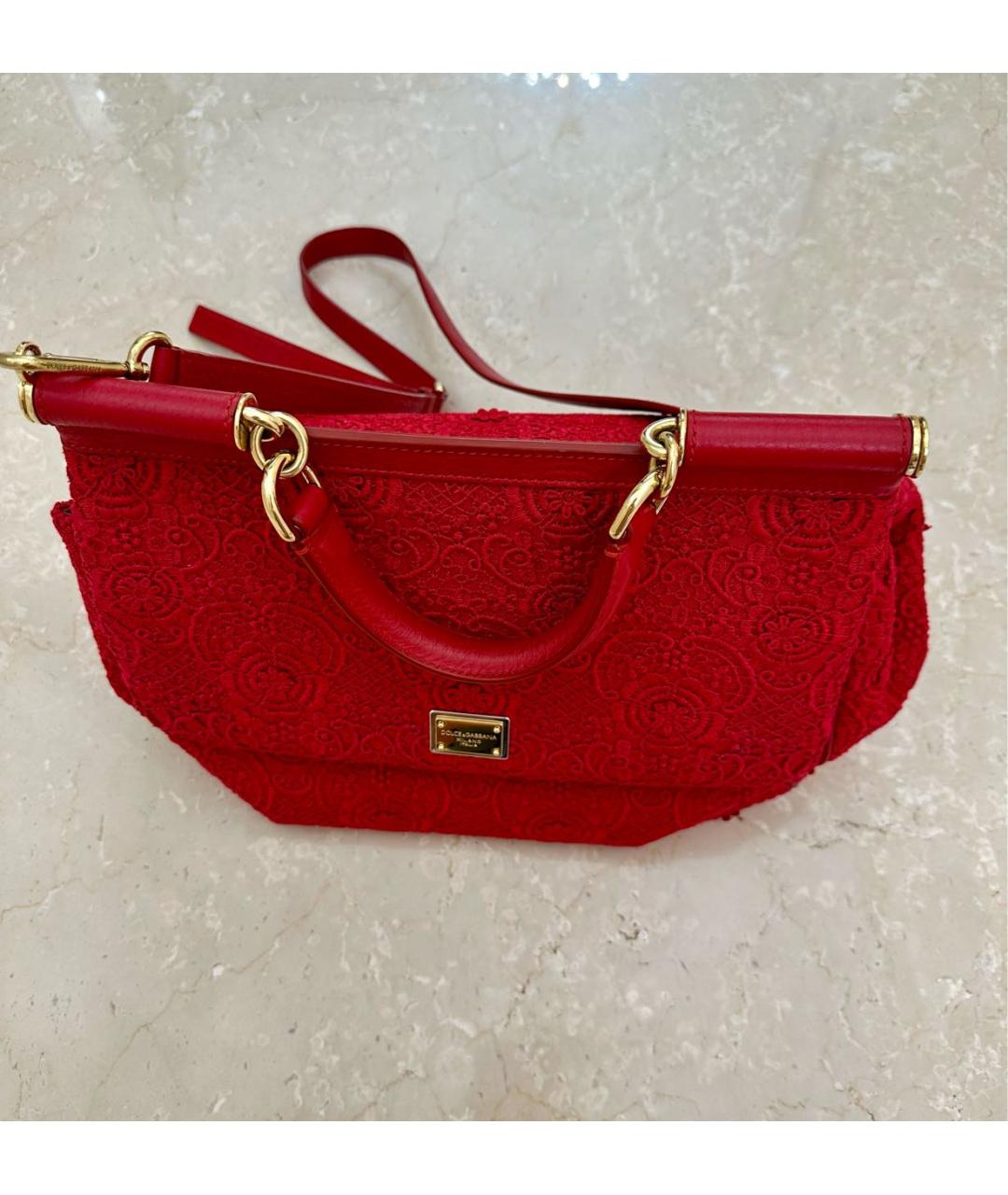 DOLCE&GABBANA Красная тканевая сумка с короткими ручками, фото 3