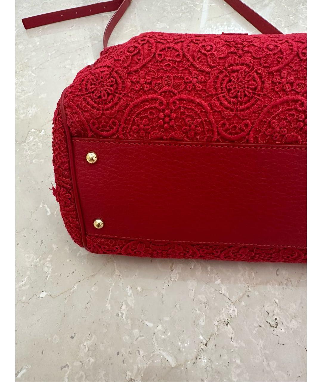 DOLCE&GABBANA Красная тканевая сумка с короткими ручками, фото 5