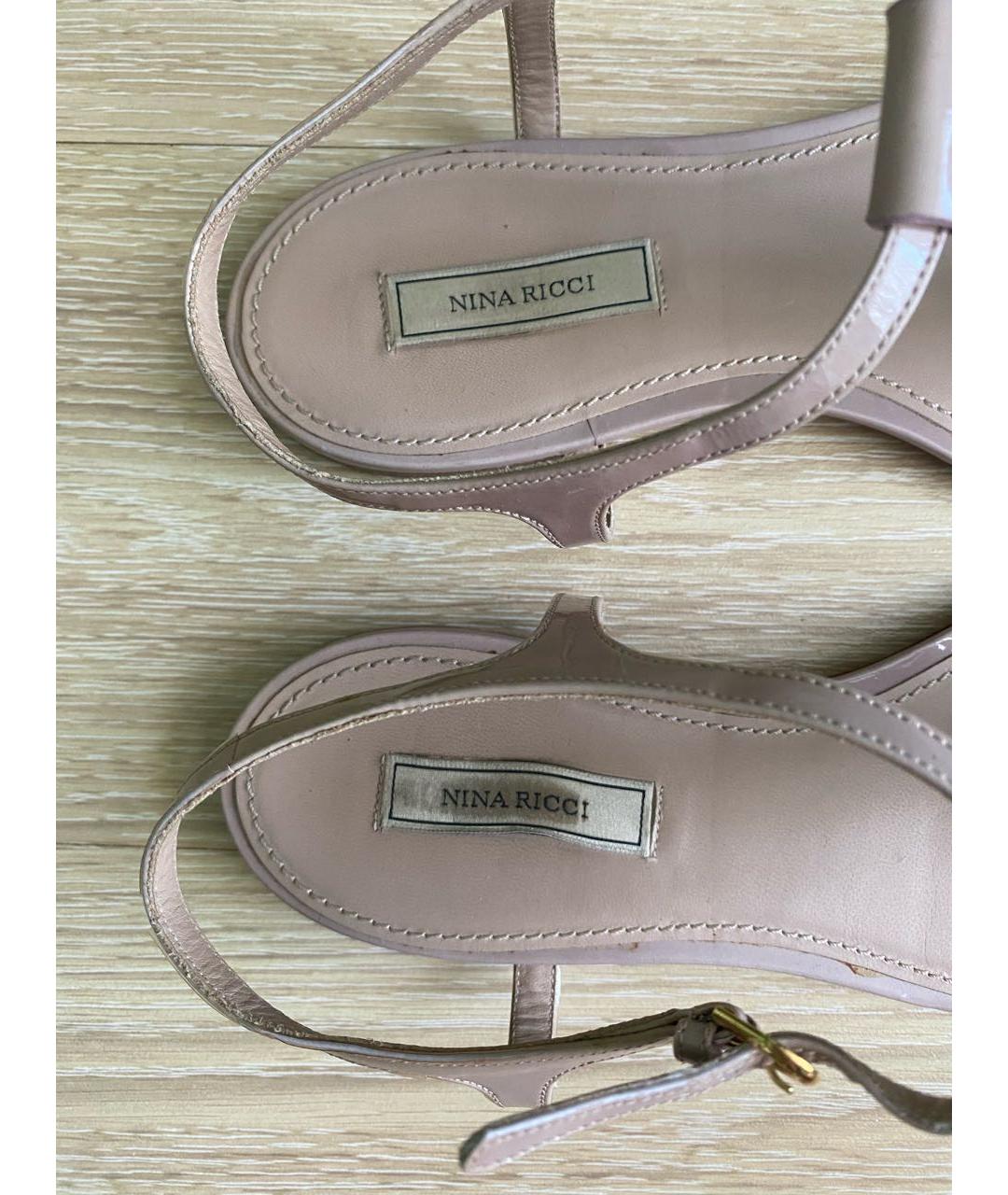 NINA RICCI Розовые кожаные сандалии, фото 7